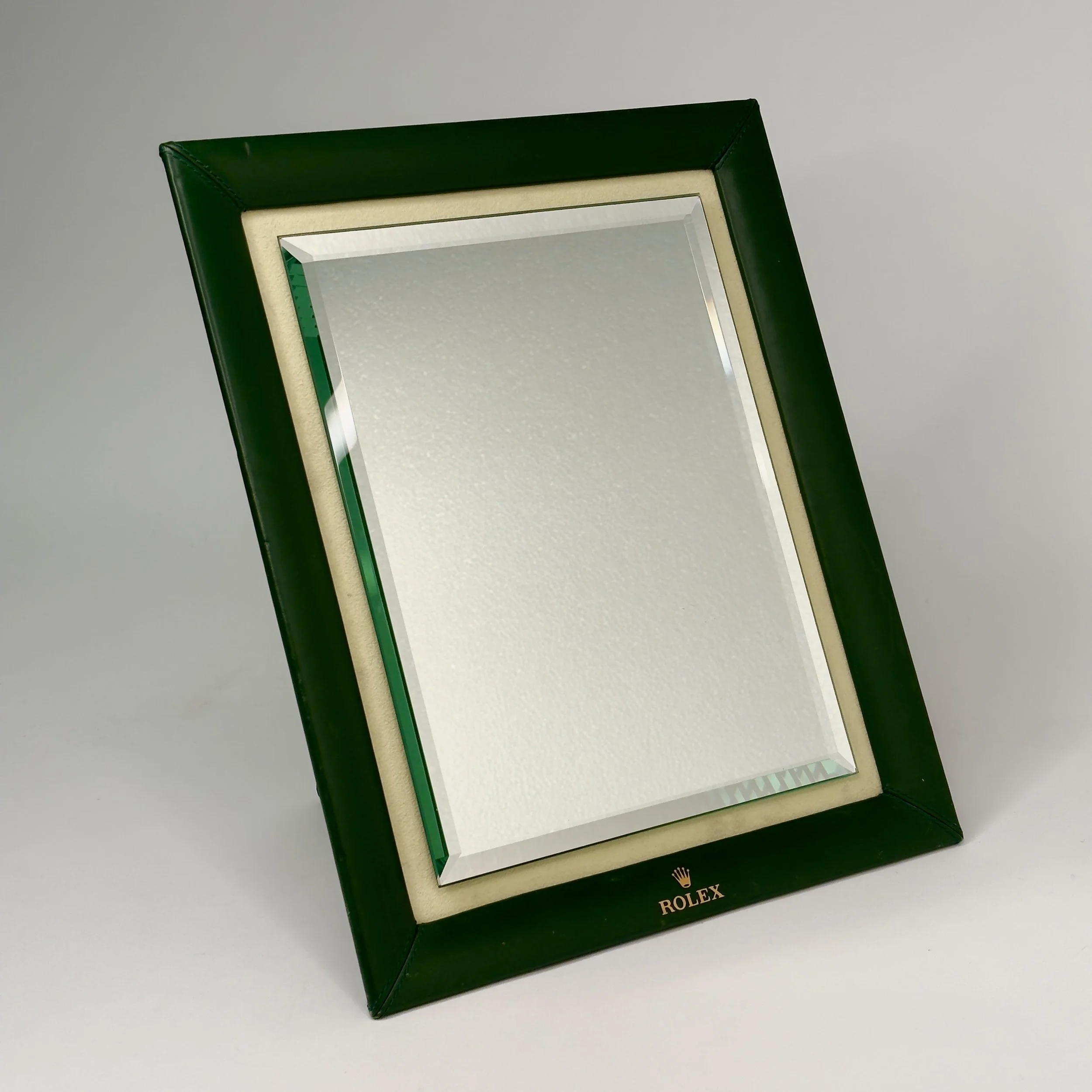 Rolex Green Leather Photo Frame with Beveled Glass – Vintage